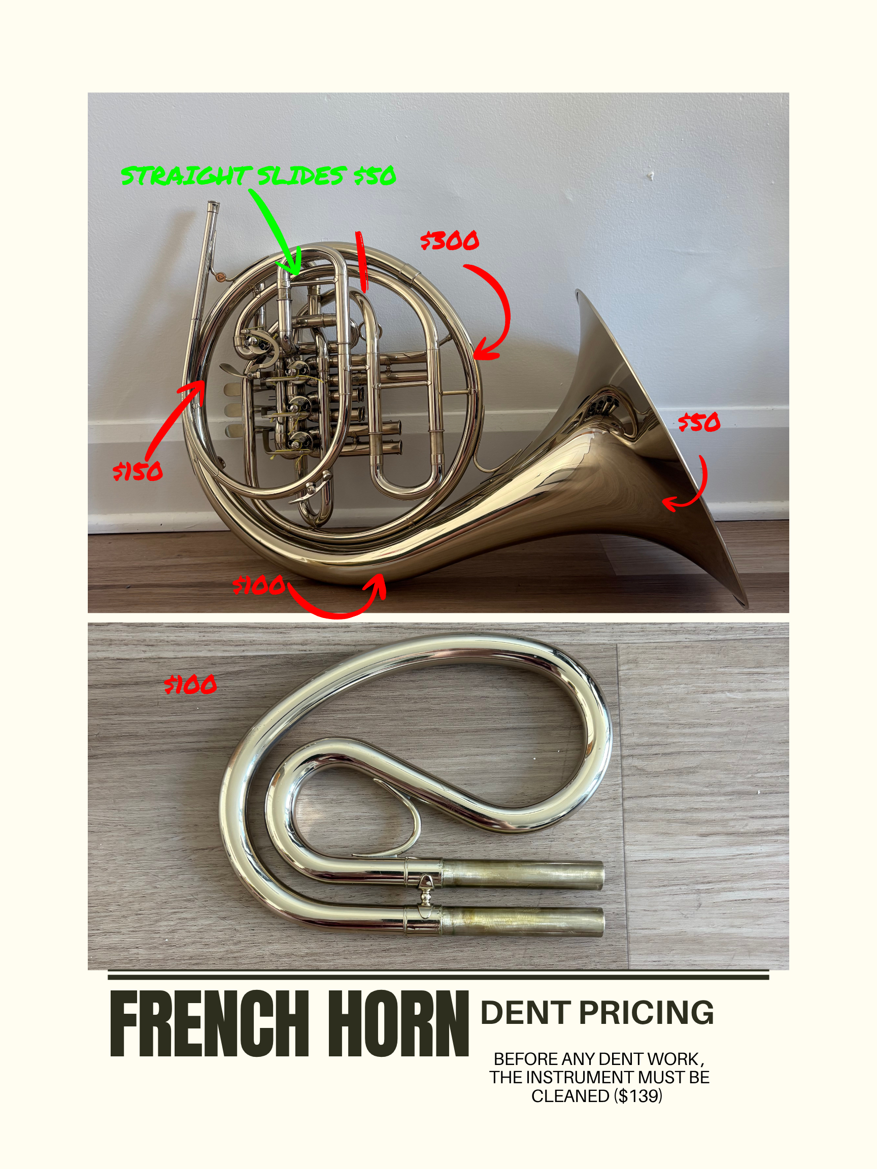French Horn Dents