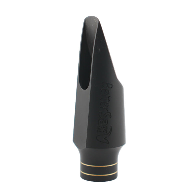 Black saxophone mouthpiece with 'Burnin'' branding on a white background