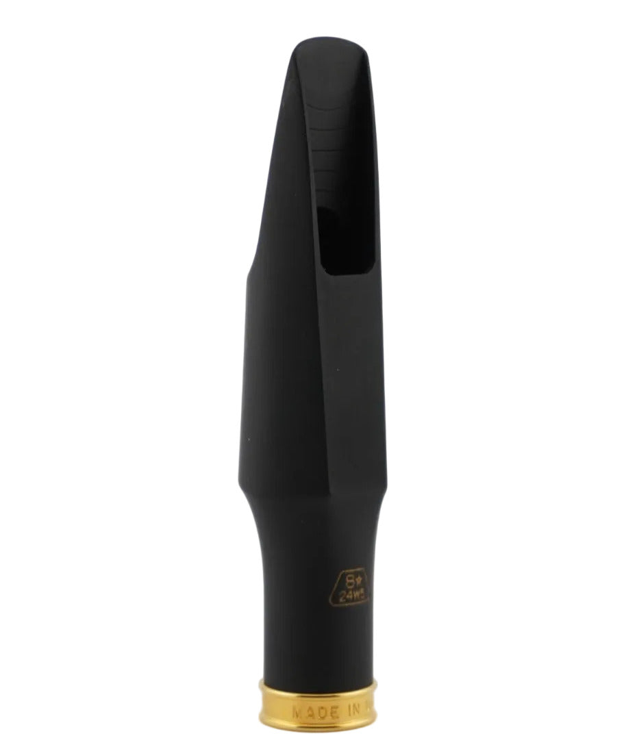 Black saxophone mouthpiece with "Theo Wanne" branding on a white background