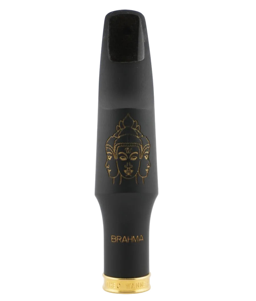Black saxophone mouthpiece with "Theo Wanne" branding on a white background