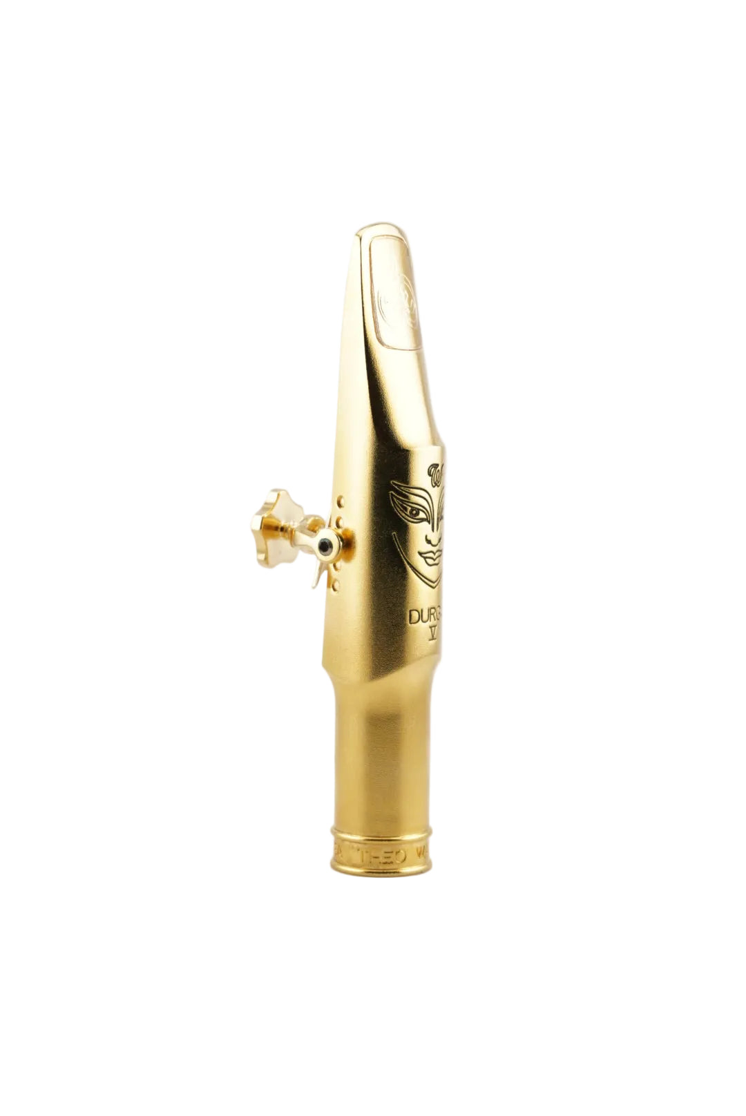 Gold-colored mouthpiece with "Theo Wanne" branding on a white background