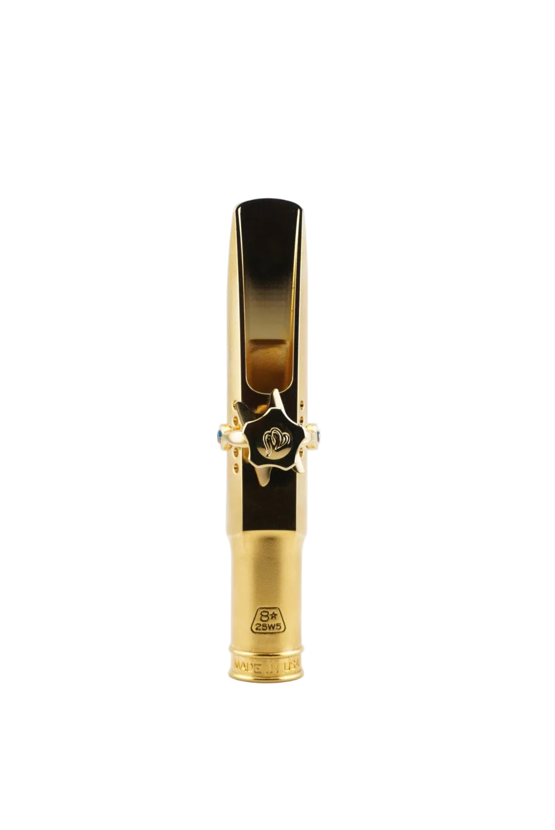 Gold-colored mouthpiece with "Theo Wanne" branding on a white background