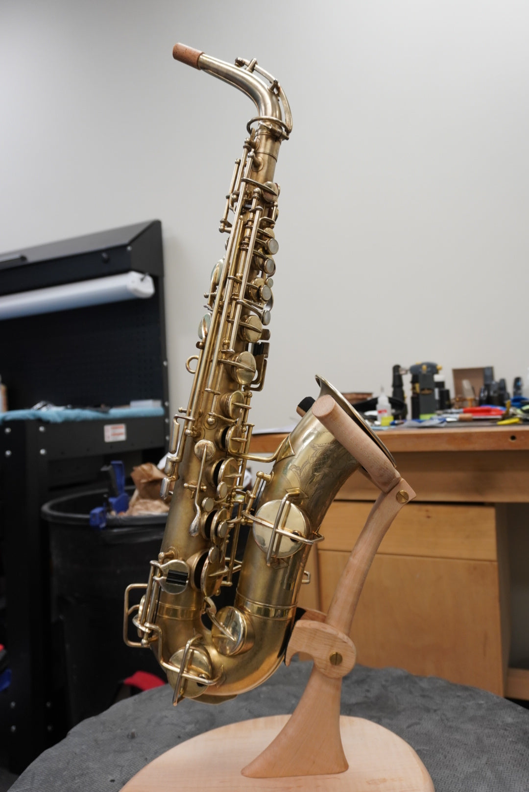 Gold Plated Alto Saxophone Martin Handcraft with a blurred background