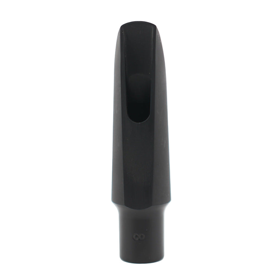 Black saxophone mouthpiece with 'Infinity' and 'bari' branding on a white background