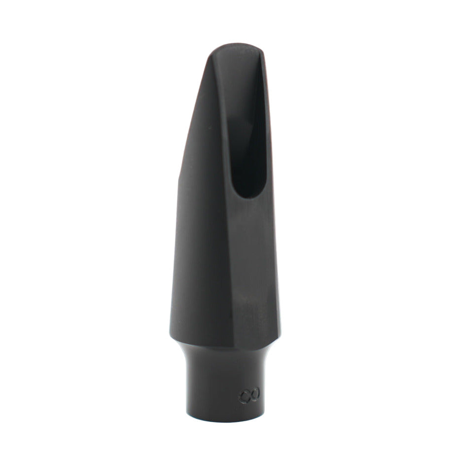 Black saxophone mouthpiece with 'Infinity' branding on a white background