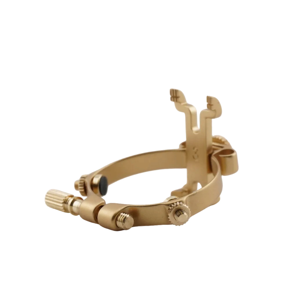 Brushed brass JLV saxophone ligature