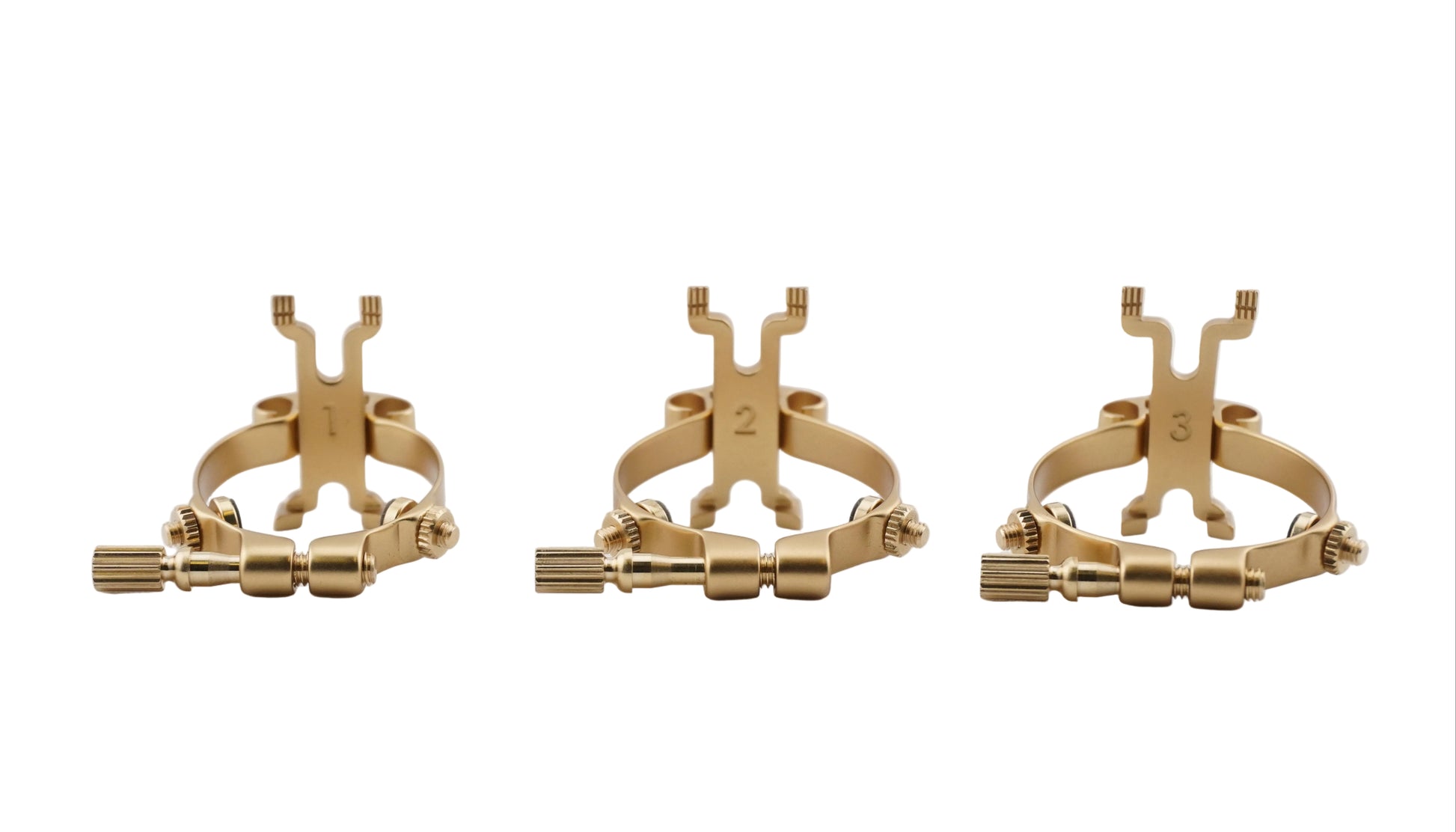 Brushed brass JLV saxophone ligature
