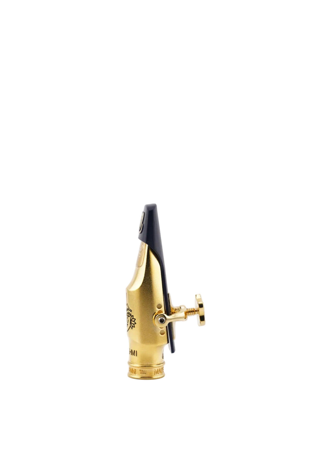 Gold mouthpiece with 'Theo Wanne' branding on a white background