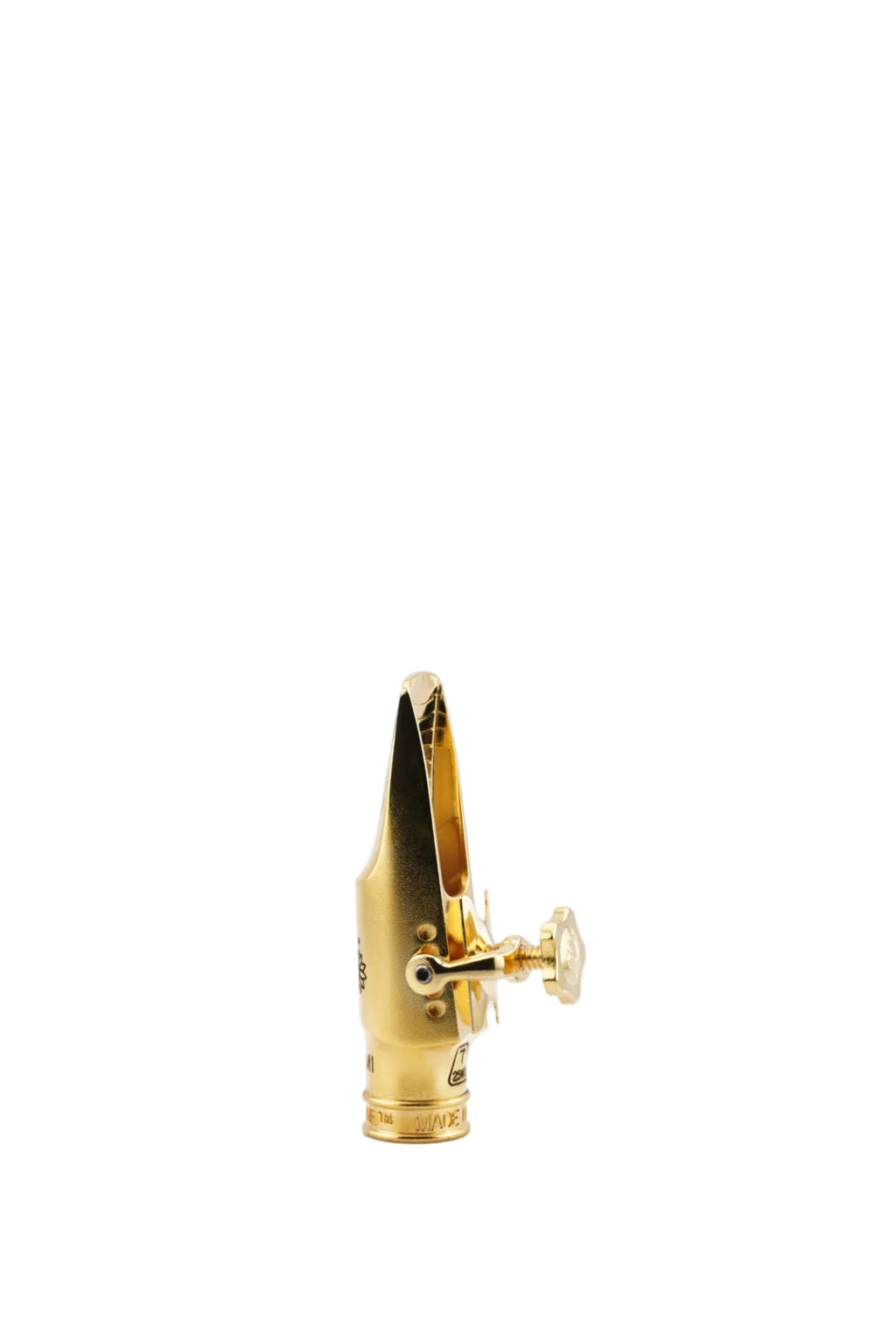 Gold mouthpiece with 'Theo Wanne' branding on a white background