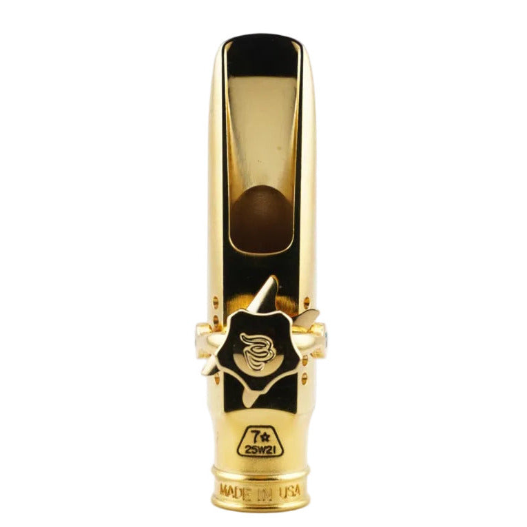 Gold mouthpiece with 'Theo Wanne' branding on a white background