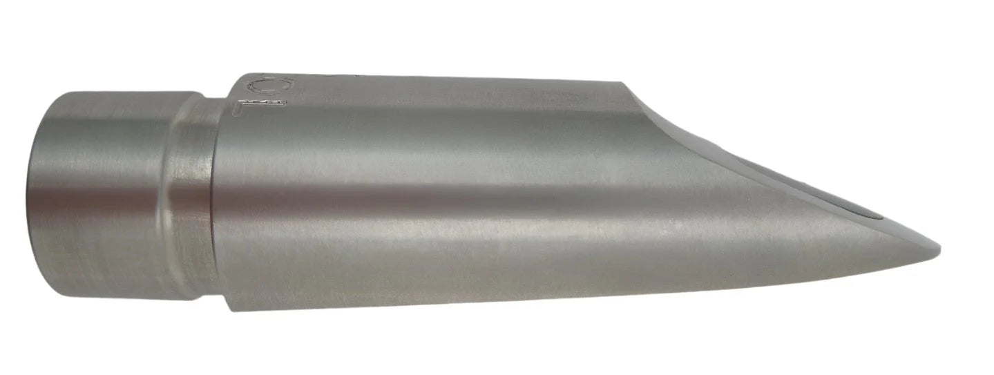 Metallic cone-shaped object on a white background