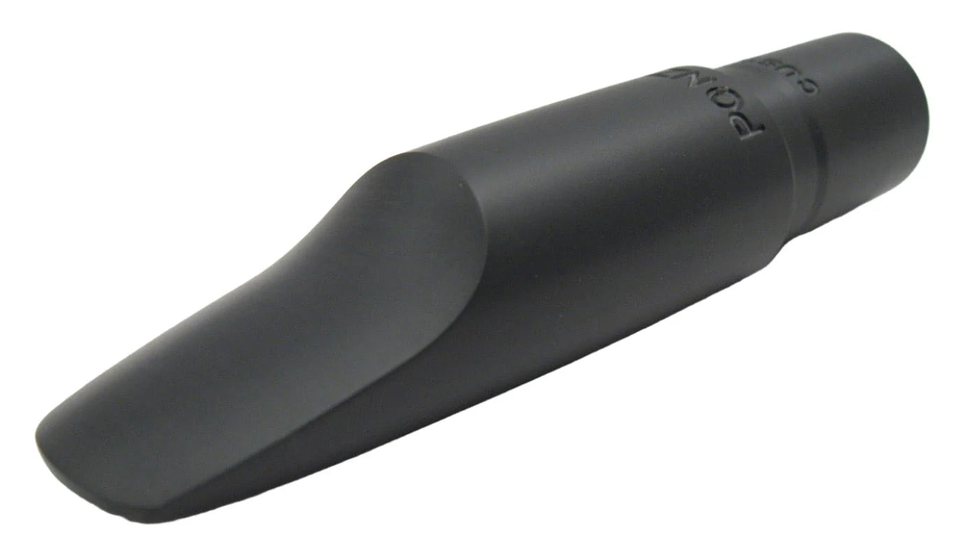 Black saxophone mouthpiece on a white background