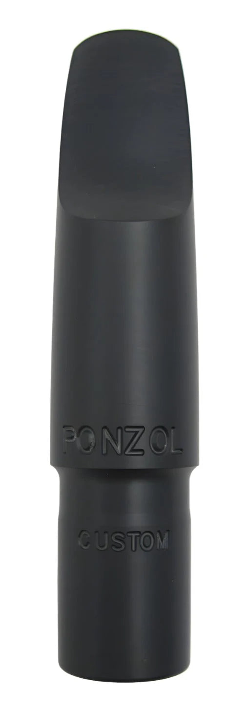 Black saxophone mouthpiece with 'Bonzol' branding on a white background
