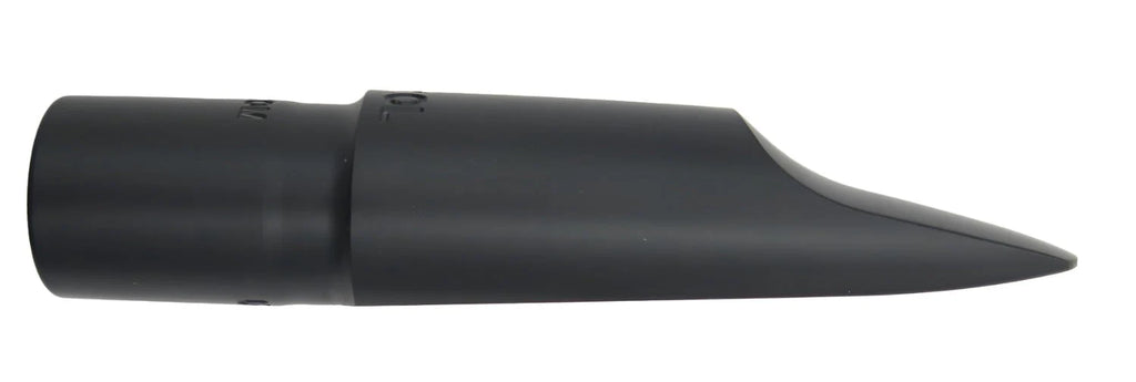 Black saxophone mouthpiece on a white background