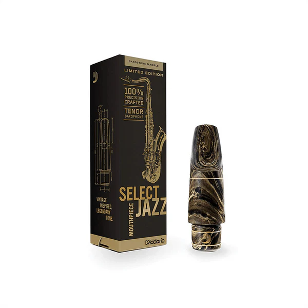 D'Addario Select Jazz mouthpiece for tenor saxophone with packaging on a white background